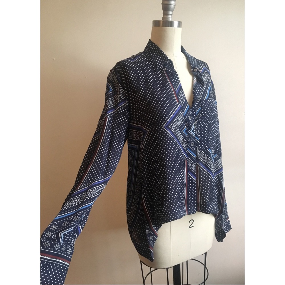 Derek Lam Silk Scarf Printed Asymmetrical Blouse